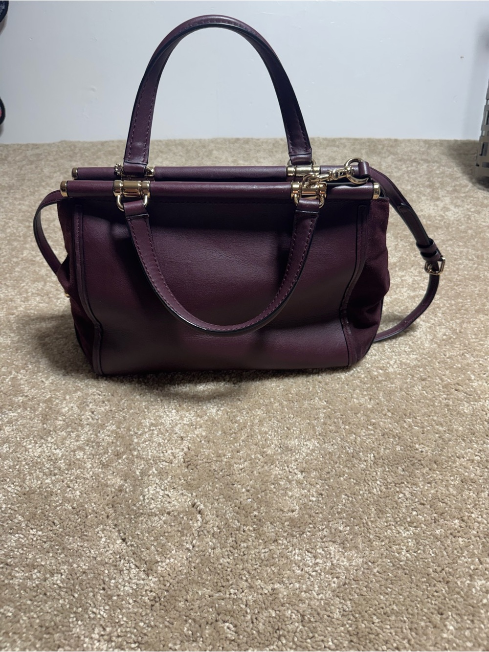 Coach Plum Leather Satchel with Gold Hardware - Picture 3 of 8
